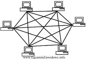 Schemat przedstawia sieć komputerową o topologii fizycznej