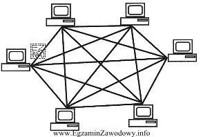 Schemat przedstawia sieć komputerową o topologii fizycznej