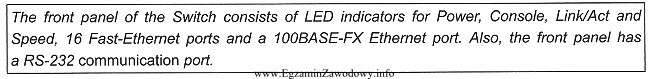 W tabeli zamieszczono fragment dokumentacji technicznej przełącznika. Jaka jest 
