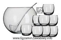 Przedstawioną na rysunku zastawę szklaną kelner użyje do podania