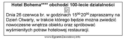 Który instrument promocji zastosował hotel Bohema**** w zamieszczonej informacji?