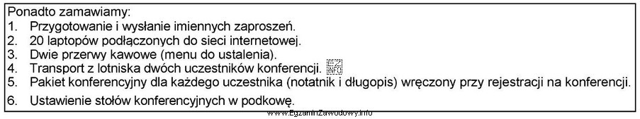 Na podstawie fragmentu zamówienia określ, które usł