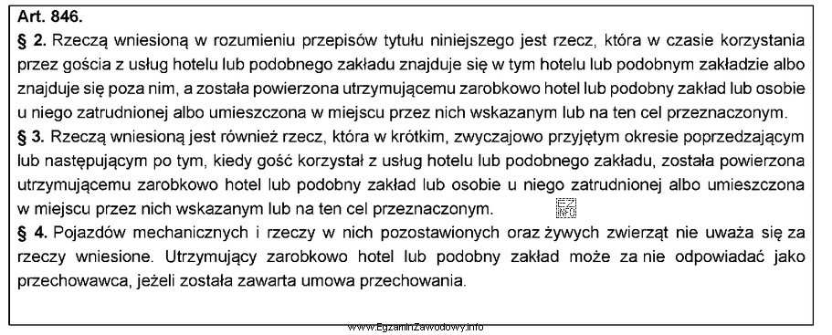 Na postawie zamieszczonego art.846 Kodeksu cywilnego, określ na jakiej 