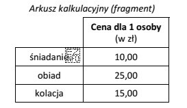 Zgodnie z przedstawionym fragmentem arkusza kalkulacyjnego koszt pełnego wyż