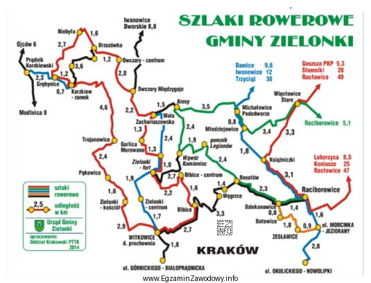 Korzystając z zamieszczonej mapy oblicz odległość, którą 