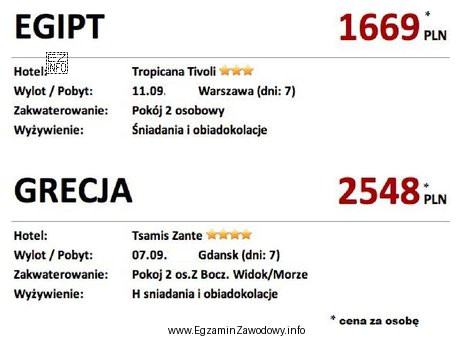 Korzystając z zamieszczonej oferty pobranej z portalu turystycznego oblicz 