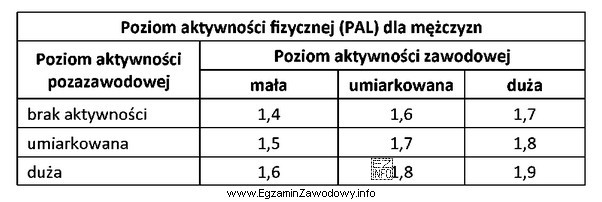 Ile wynosi zapotrzebowanie na energię dla mężczyzny prowadzącego 