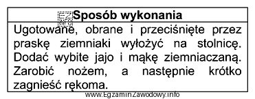 Zamieszczony fragment sposobu wykonania ciasta dotyczy produkcji
