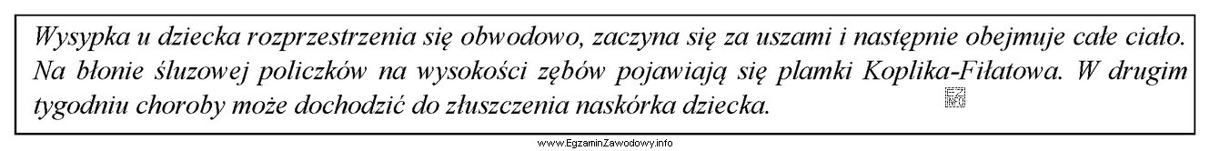 Podany w ramce opis zespołu objawów odnosi się 