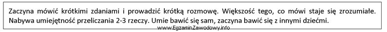 Podany opis dotyczy prawidłowo rozwijającego się dziecka w 