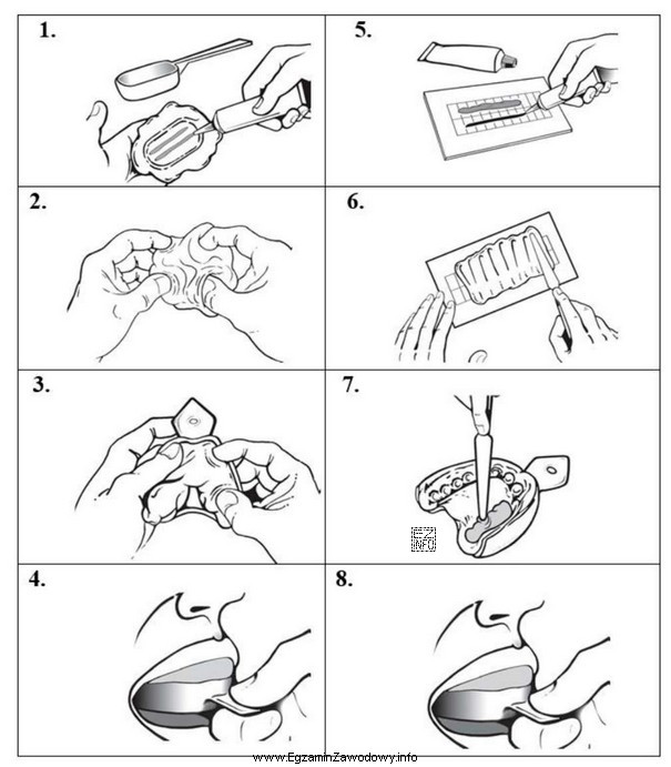 Instrukcja użycia ilustruje przygotowanie masy protetycznej do wycisku