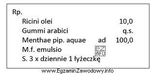 Oblicz ilość gumy arabskiej, której należy użyć 