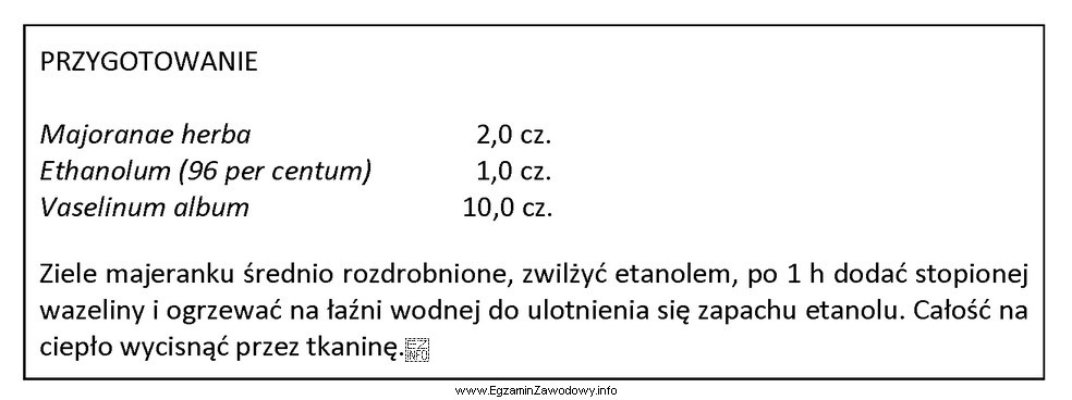 Na podstawie fragmentu Farmakopei XI oblicz ilość wazeliny biał