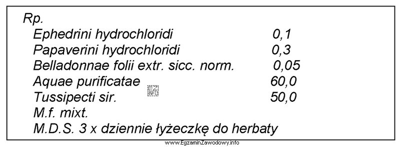 Sporządzając lek zgodnie z zamieszczoną receptą, wyciąg 