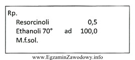 Użyty w zamieszczonej recepcie zapis Ethanoli 70° oznacza, ż