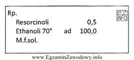 Użyty w zamieszczonej recepcie zapis Ethanoli 70° oznacza, ż