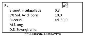 Oblicz stężenie bizmutu galusanu zasadowego w leku sporzą