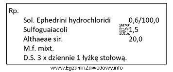 Oblicz dawkę jednorazową efedryny chlorowodorku w przepisanym leku recepturowym, zakł