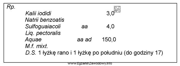 Oblicz dawkę jednorazową jodku potasu w leku recepturowym stosowanym zgodnie 