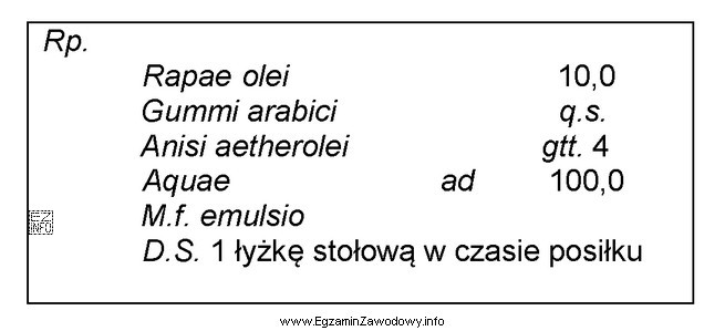 Oblicz ilość gumy arabskiej, którą należy użyć 