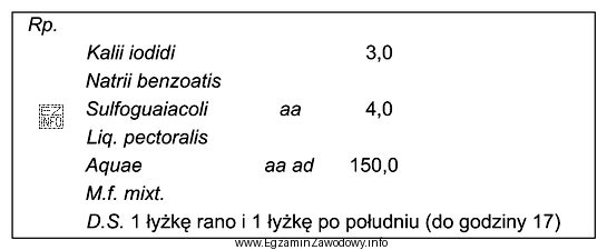 Oblicz dawkę jednorazową jodku potasu w leku recepturowym stosowanym zgodnie 
