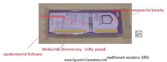 Przedstawiona na ilustracji kaseta STERRAD, zawierająca 58% roztwór nadtlenku 
