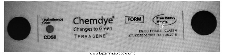 Przedstawiony na ilustracji wskaźnik chemiczny przeznaczony jest do kontroli 