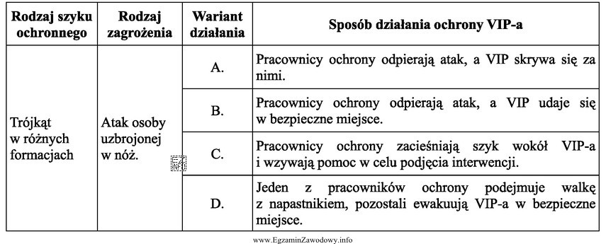 Wybierz optymalny sposób działania pracowników ochrony w 