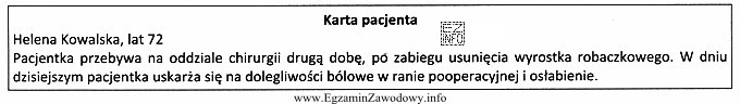 U pacjentki zaistniała konieczność umycia głowy. Na podstawie 