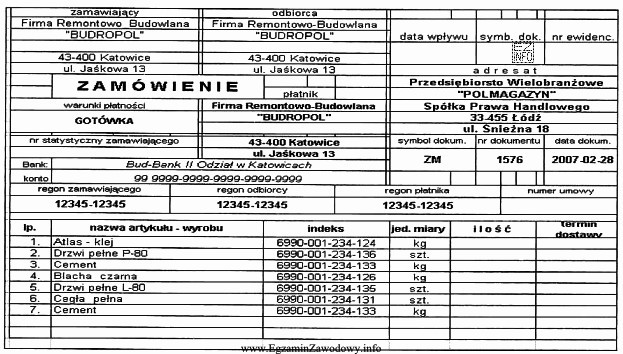 Którego etapu zawierania umowy sprzedażowej dotyczy przedstawiony dokument?