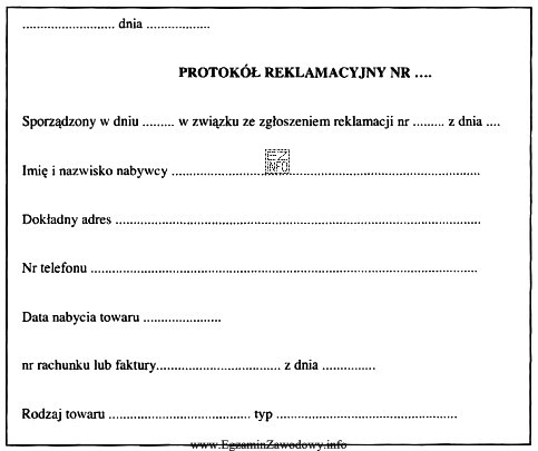 W celu prawidłowego wypełnienia protokołu reklamacyjnego sprzedawca 