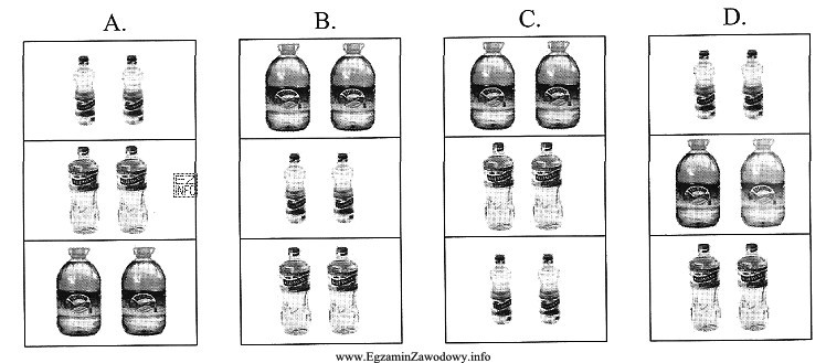 Wskaż prawidłowe ułożenie na regale oleju w 