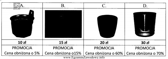 Klient chciałby kupić doniczkę do kwiatów. Niestety ma 
